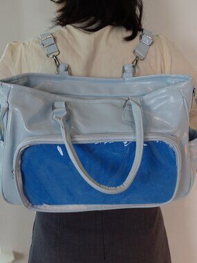 Baby Blue Ita Bag Y2K Tote Purse Convertible Backpack Crossbody Kawaii Anime Pin